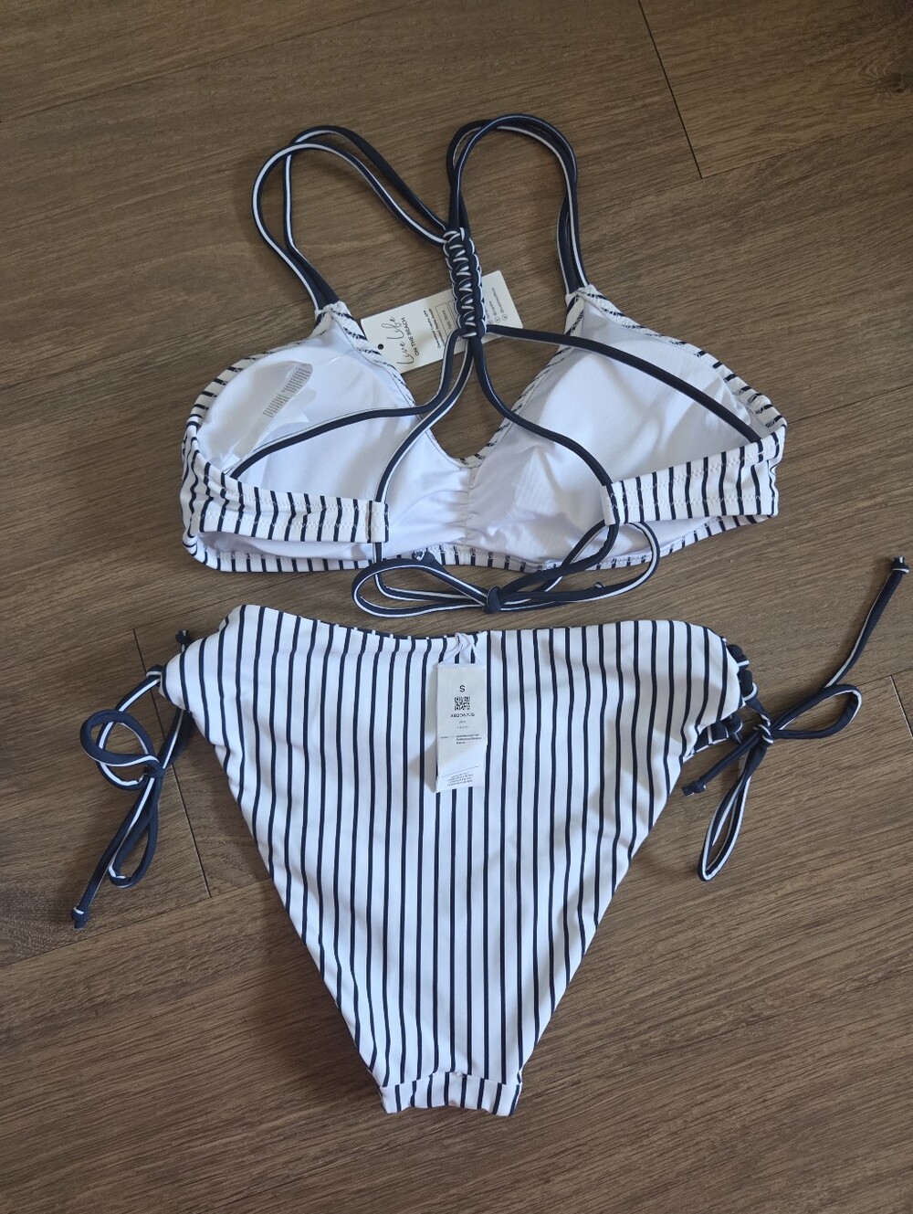 CUPSHE (Reversible Bottoms) Navy & White Striped Bikini - Picture 5 of 5